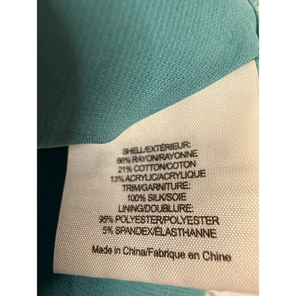 Tory Burch Striped Woven Mini Skirt Teal Silk Trim Tassels Fringe 51111304 Sz 10 - Picture 5 of 7